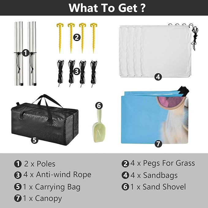 ALAZA Funny Llama Alpaca Beach Tent Sun Shelter UPF50+ Protection Beach Shade Canopy w/ 4 Sandbags for Outdoor Camping Fishing Backyard Fun Picnic 10x9 ft