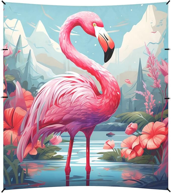 ALAZA Exotic Flamingo Pattern Beach Tent Sun Shelter Portable Canopy Sunshade for Outdoor Camping Picnics Backyard Fun 10x9 ft