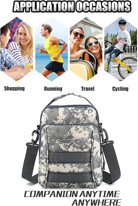 Tactical Messenger Bag Waterproof and Adjustable Military EDC Molle Backpack Heavy Duty Shoulder Pack Handbag for Men