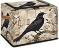 Halloween Crow Storage Bins with Lids Tree Collapsible Cube Storage Basket with Leather Handle Foldable Storage Box with Lids for Organizing Home Closet