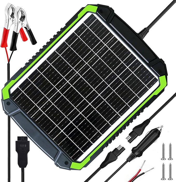 20W 12V Solar Battery Maintainer &amp Trickle Charger Kit for Car Boat RV Trailer Automotive Snowmobile Waterproof Solar Battery Tender with Built-in MPPT Charge Controller