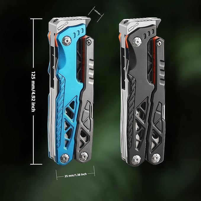 Multitool 15-in-1 Full-Size Lightweight EDC Multi-Purpose Pliers Multitools Camping Knives &amp Tools Tactical Outdoor Gear Mens Gifts Ideas Gifts for Hunters Men who have Everything (Blue)