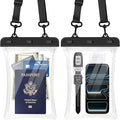 CACOE [Floatable Floating Universal IPX8 Waterproof Phone case 2 Pack-Up to 10.0Adjustable Lanyard Phone PouchDry Bags for Vacation Beach Pool Kayak Cruise Travel Essentials（Black+Black-#2）