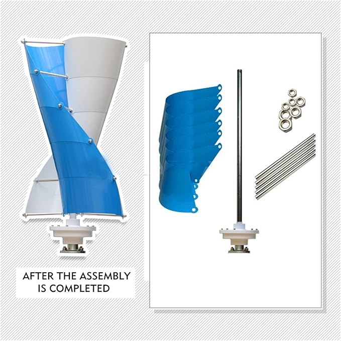 3KW Wind Turbine Generator Kit 24v 48v 96v 120v Vertical Axis Wind Turbine Generator Free Energy Windmill 3 Phase Generator for Home use (48 Volts)