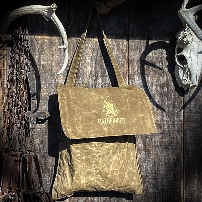 The Pathfinder School Durable Ripstop Waxed Canvas Bag - Haversack - Bushcraft Gear - Single Strap Hiking Pack Gathering Satchel - Pathfinder Survival Bushcraft Bag - 15 x 12