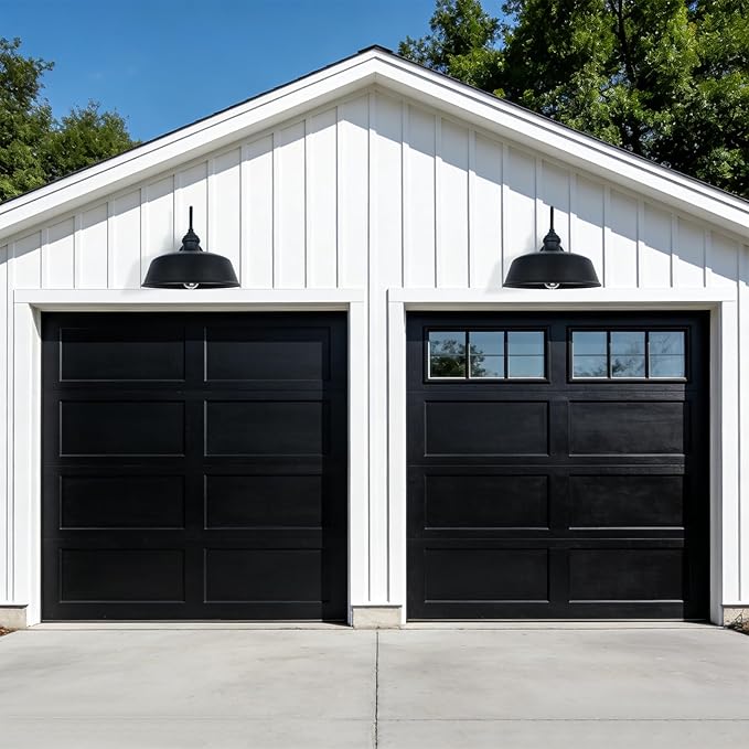 16in Large Outdoor Gooseneck Barn Light Farmhouse Exterior Wall Lghts Fixture Black Dome Porch Light in Rustic Style Outside Wall Sconce Lighting for Garage House Front Door