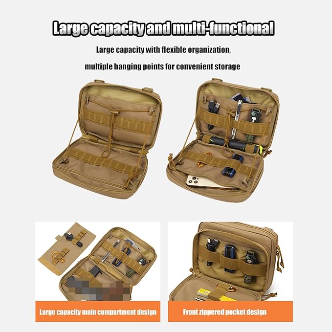 Tactical Molle Admin Pouch Outdoor Sports Medical First Aid EDC Pouch Vest Accessory for Camping Cycling Travel