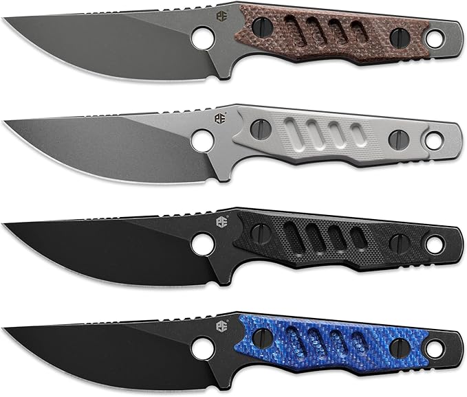 Petrified fish PFE18 Bison L 3.03 Fixed Blade Knife N690 Steel Skeleton Personalized Knife Stonewashed Blade for EDC (Gray Stonewashed)