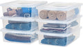 IRIS USA 6-Pack Storage Bins with Lids 28 Quart Clear Stackable Containers Box Organize Shoes Closet Shelves Clothes Blankets Towels - BPA-Free Plastic