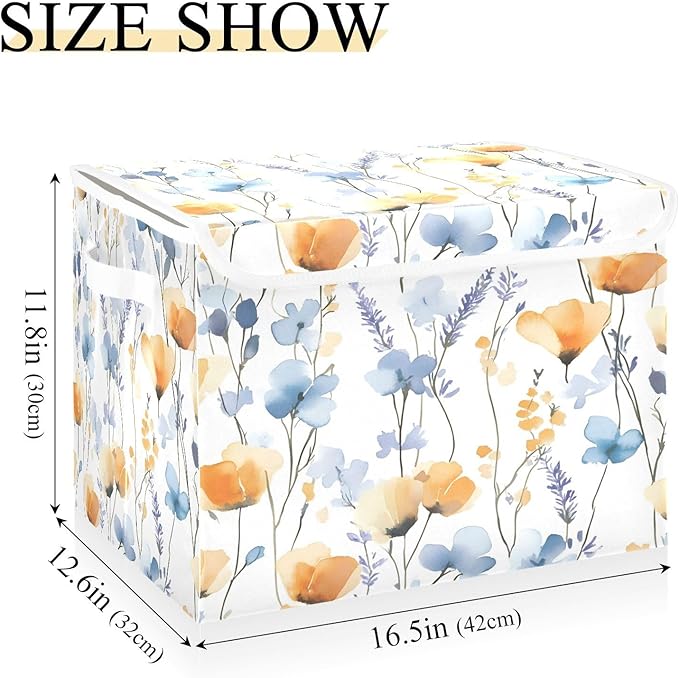 Plants &amp Flowers Fabric Storage Bins with Lids and HandleFoldable Storage Bins with LidsCloset Organizers for Clothes Storage Room Organization Office Storage Chest Organizer