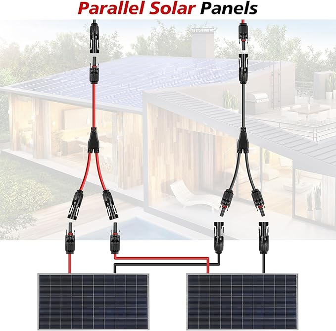 4 Pairs Solar Connectors Y Branch 1 to 2 Parallel PV 30A Adapters Cable Wire Plug Tool Kit14-10 AWG Cable for Solar Panel