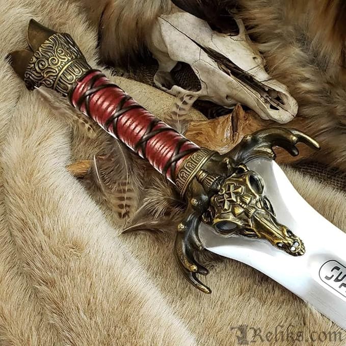 Conan The Barbarian Real Swords 42'' Handmade Conan Atlantean Sword 1095 Carbon Steel Brass Fittings Full Tang Leather Sheath Viking Sword Real King Tool 7.5 lbs Gifts for Men (Conan Father Sword)