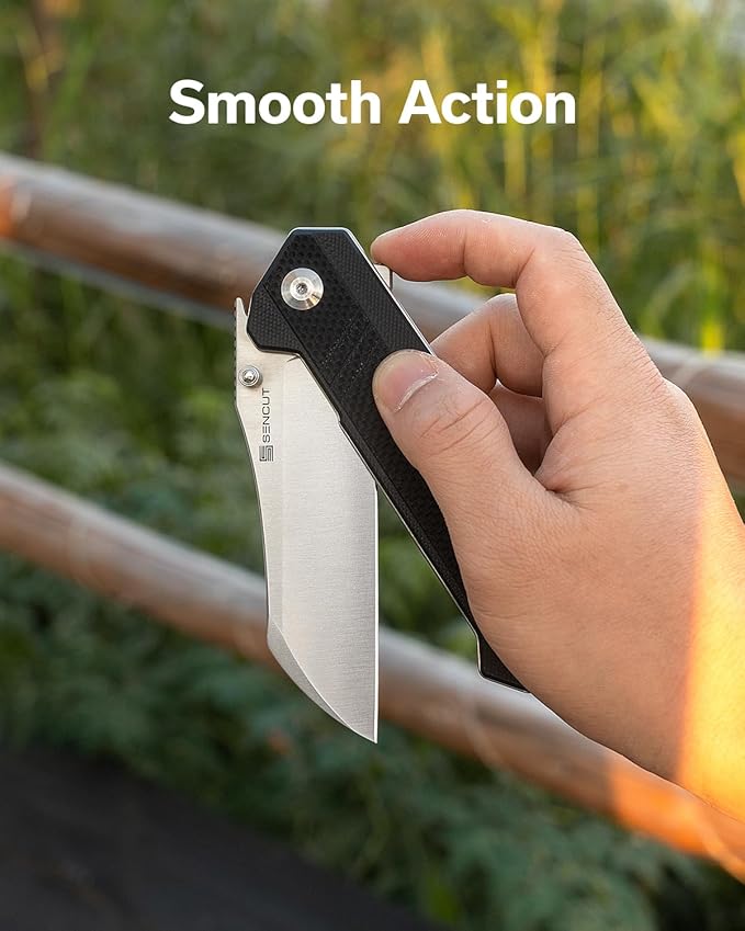 SENCUT Draxor Folding Pocket Knife for EDC Camping Knife with 3.7'' 9Cr18MoV Blade &amp G10 Handle Gift for Men Women (Black)