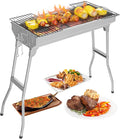 Outvita Portable Charcoal Grill 28x 13 x 27 Foldable Barbecue Grill Stainless Steel BBQ Grill for Outdoor Cooking Camping Hiking Picnic Garden Beach Party