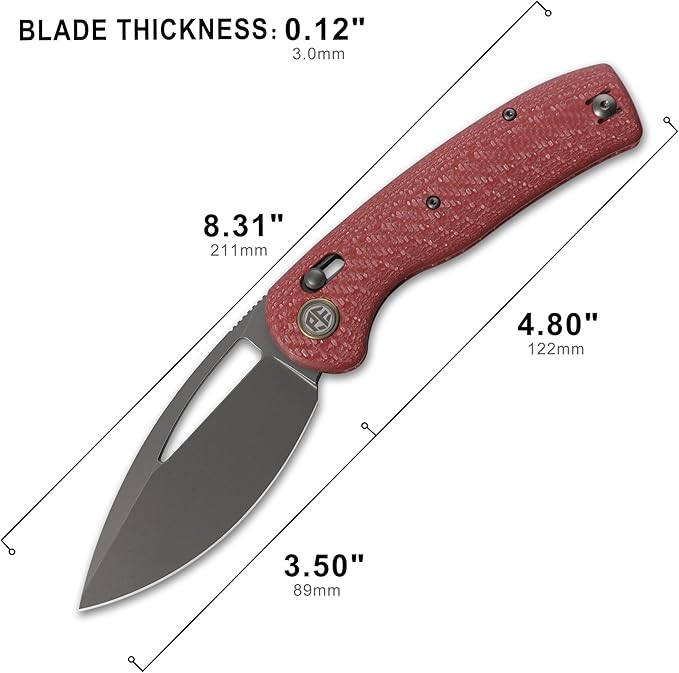 Petrified fish PFP13 Viper Folding Knife3.5 K110 Steel Stonewashed Blade Carbon Fiber Handle Pocket Knife for Camping EDC Outdoor (Red Stonewashed)