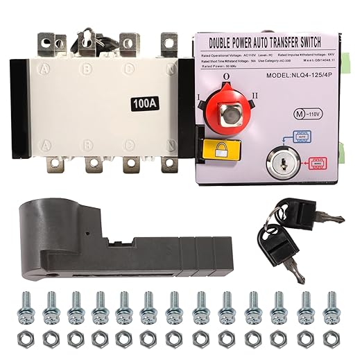 Dual Power Automatic Transfer Switch ATS 110V 100A Load Isolation Mechanical Interlock 4 Functions Office Factory Generator Changeover Type Buildings Shopping Malls Banks Actuating