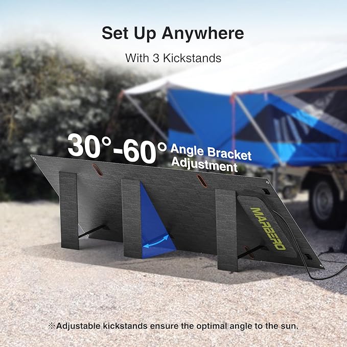 MARBERO 200W Portable Solar Panel for Power Station IP68 Waterproof 200 Watt Foldable Solar Charger &gt23% High Efficiency Compatible with Solar Generator for Camping RV Outdoor Cloudy