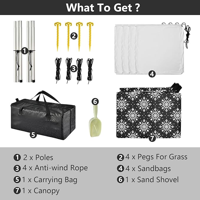 ALAZA Snowflake Polka Dots Beach Tent Sun Shelter UPF50+ Protection Beach Shade Canopy w/ 4 Sandbags for Outdoor Camping Fishing Backyard Fun Picnic 10x9 ft