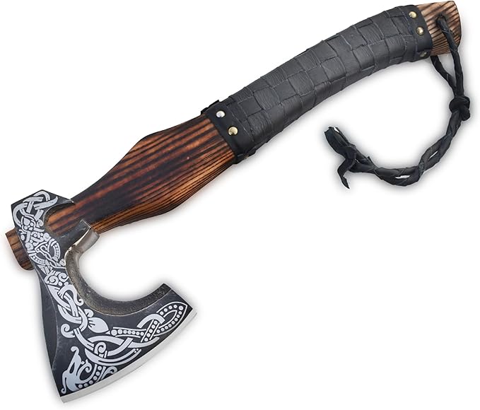 | Exquisite Handmade Viking Axe - Ideal for Collectors &amp Enthusiasts | Authentic Artisan-Crafted | Medieval Styled Axe with Durable and Robust High Carbon Steel (GC-AX05)