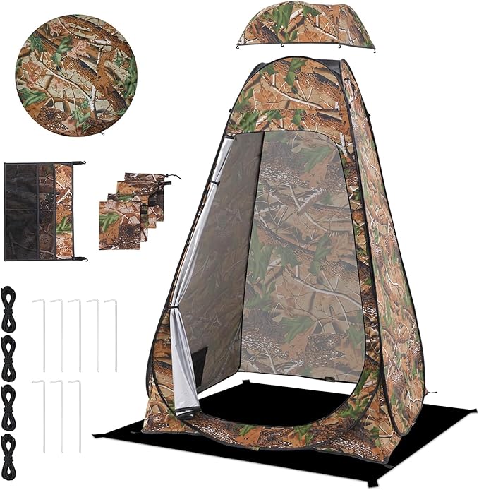 BRIAN &amp DANY Pop Up Shower Tent Portable Privacy Camping Changing Tent Camp Toilet Bathroom Pod with Rain Shelter &amp Windows UPF 50+ &amp Waterproof 47.2 x 47.2 x 74.8