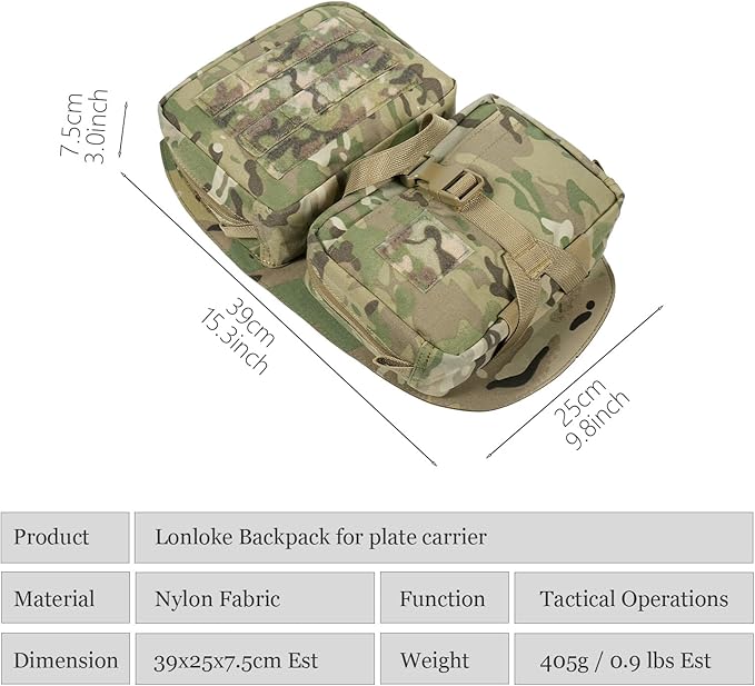 Gear Tactical MOLLE Back PanelsAssault Utility Double Upper-Zipper Bag with an Internal Hydration Pouch