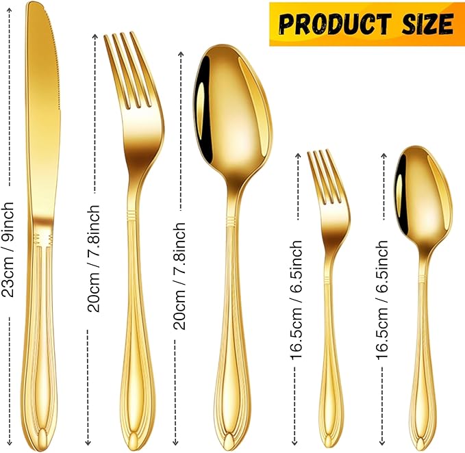 20-Piece Stainless Steel Flatware Set - 18/10 Rustproof Silverware for 4 (5-Piece Setting) | Dishwasher Safe Ergonomic Grip | Wedding &amp Household Cutlery Set in Gift Box