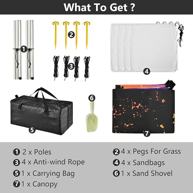 Beach Canopy with Windproof Ropes &amp Sandbags Beach Tent Sun Shade Sun Shelter for Camping Trips Fishing Backyard Fun or Picnics Tree