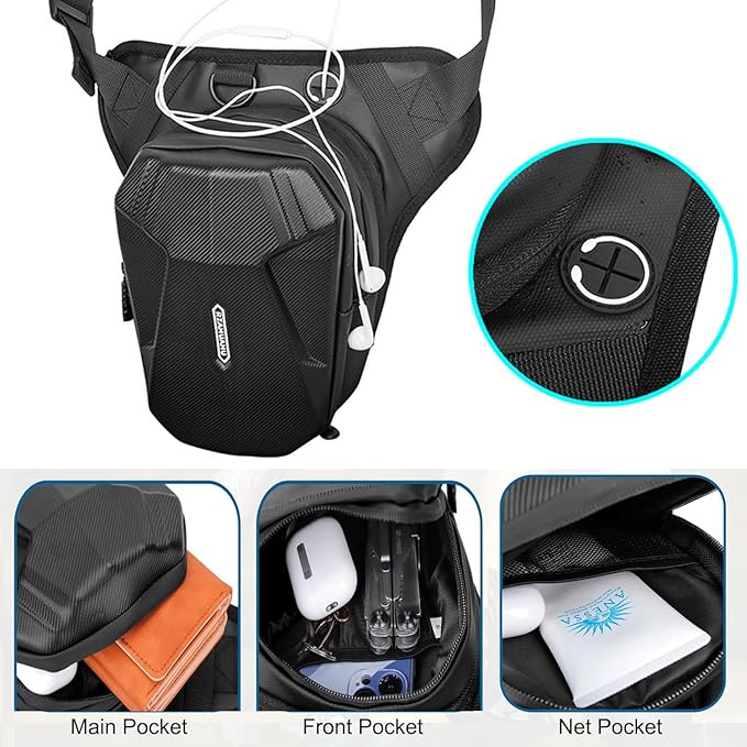 Hebetag Motorcycle Cycling Drop Leg Bag Oxford Waist Pack for Men Women Bum Hip Fanny Belt Purse Pouch Outdoor Travel Sports Hiking Bike Riding Thigh Daypack