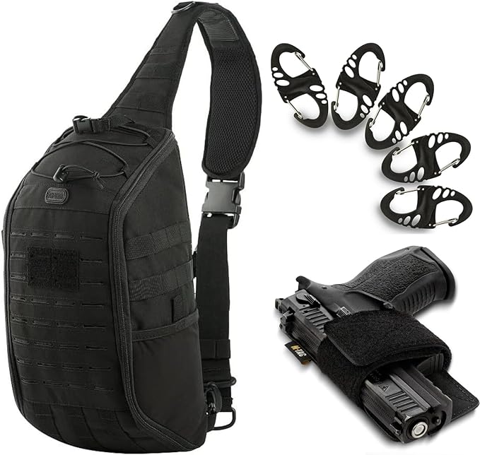 M-Tac Sling Tactical Sling Bag Backpack Gun Holster for Concealed Carry Carabiner Clip