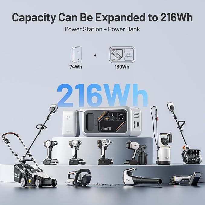 Litheli 218 Series Portable Power Station 142Wh Camping Lithium Battery Solar Generator 200W AC/ 100W USB-C Outlets Power Bank(Solar Panel Optional) for Home Outdoor Emergency RV Van Hunting