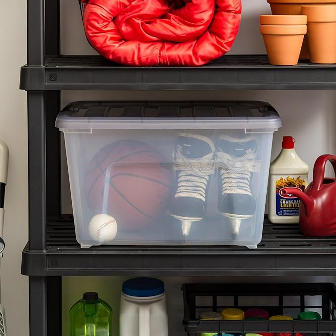 Clear Plastic Storage Bins with Lids Stackable Organizer Boxes for Closet Bedroom and Office (49.1 qt)