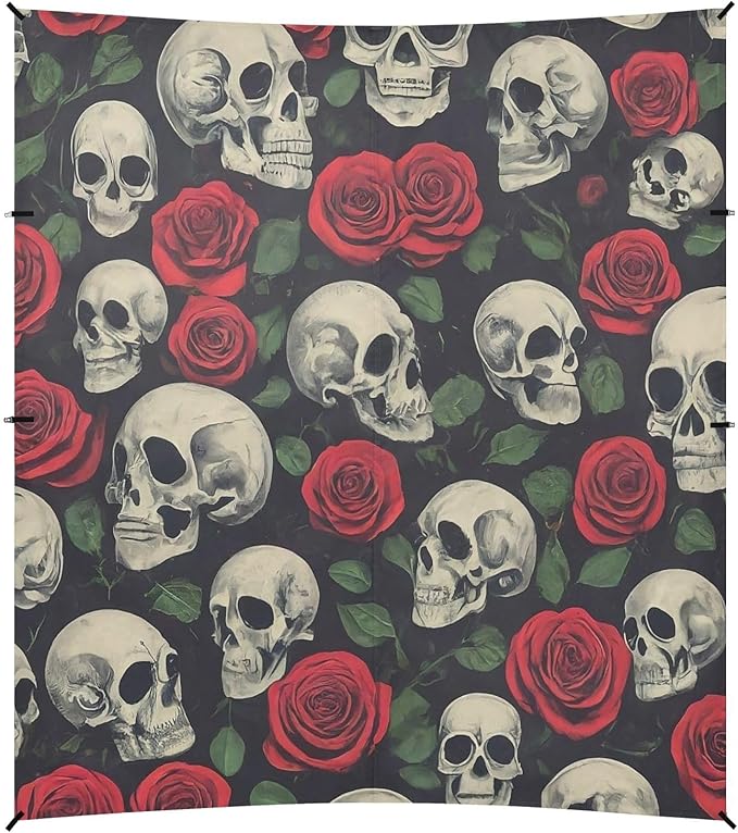 Skulls and Roses Beach Tent Sun Shelter Set UPF50+ UV Protection 10.5 x 9.19 FT Camping Shade Canopy with Sandbags Sand Anchors Carrying Bag and Others