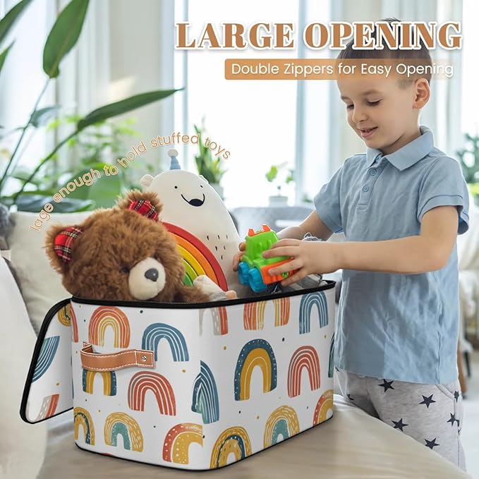 Storage Bins with Lids Rainbows Storage Basket Clothes Organizer with Handles Closet Storage Containers for Clothing Bedding Blanket