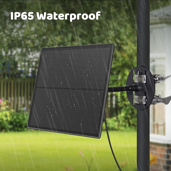 Birdfy 5W Solar Panel for Smart Bird Feeder Camera Type-C Charger for Birdfy Feeder 360° Adjustable Swivel Mount IP65 Waterproof for Outdoors 5W Continuously Power Supply (9.8ft Chew-Proof Cable)