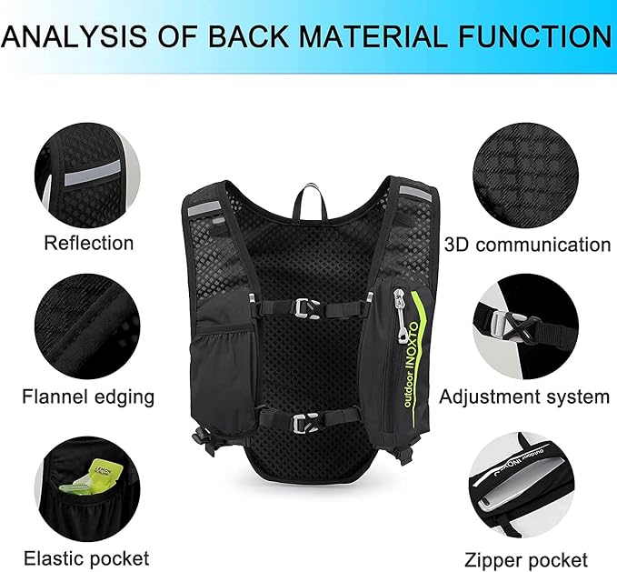 INOXTO Running Hydration Vest BackpackLightweight Insulated Pack with 1.5L Water Bladder Bag Daypack for Hiking Trail Running Cycling Race Marathon for Women Men