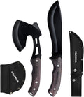 WORKPRO Axe and Fixed Blade Knife Combo Set Full Tang Wood Handle for Outdoor Camping Survival Hunting Sheath Included