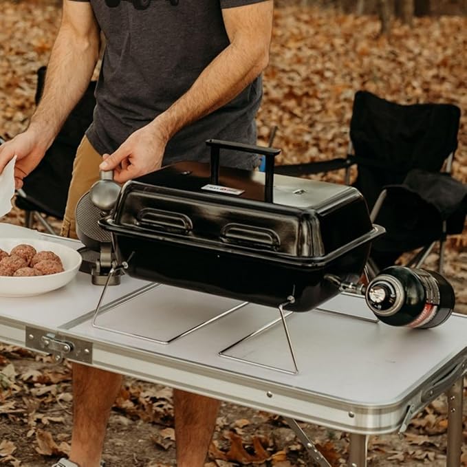 GasOne GPT-25 Propane Burner Gas Grill with Foldable Legs – Portable Grill Propane BBQ Grills with Adjustable Regulator – Heavy Duty Metal Construction – Easy to Assemble Compact Foldable Design