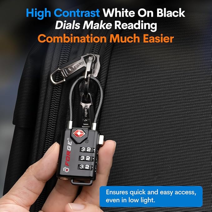 Open Alert TSA Approved Luggage Locks 6 Pack Easy Read Dials with Alloy Body.