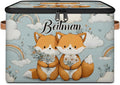 Storage-Bins with Lids Handle Customized Stackable-Storage-Bin for Kids-Boys-Girls-Toys Cube Collapsibl Basket Fox Floral