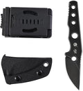 Petrified fish PFE13 Bison Fixed Blade Knife 2.4 14C28N Stonewashed Blade 2.52oz 14C28N Handle Fixed Blade Knife for Camping EDC Outdoor (Black Stonewashed)
