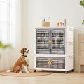 Takywep Stackable Plastic Storage Bins with Doors Wheels &amp Hanging Rods Large Collapsible Closet Organizer Cabinet Versatile Home Storage