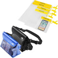 HEETA 2-Pack Waterproof Pouch with Waist Strap Transparent Screen Touchable Dry Bag Bundled with 5-Pack Clear Waterproof Dry Bag