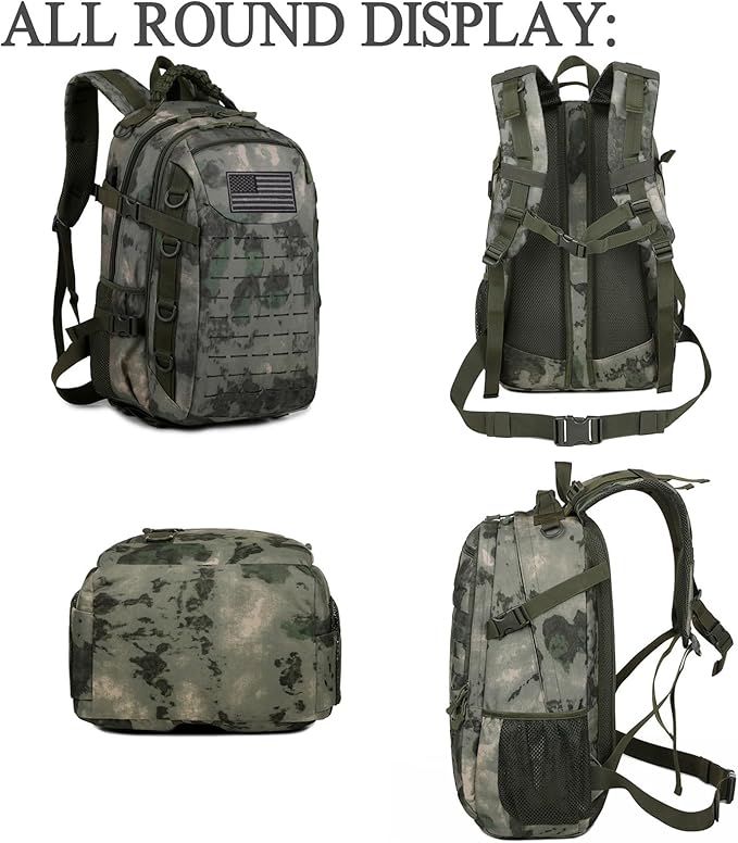 Tactical Backpack 30L Military Daypack Molle Army 3 Day Assault (Camo Green2)
