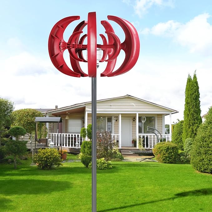 4500W Wind Turbines Generator12V 5-Blade Vertical Axis Wind Turbines Generator KitElectricity Producer Equipment Redfor Home Hybrids Streetlight Use Fast Delivery from USA Red