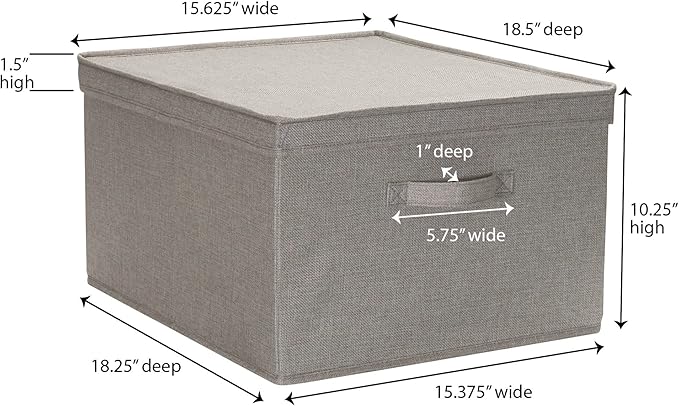 Household Essentials Jumbo Fabric Storage Bins 2 Pack Sturdy Sides and Reinforced Bottom Luxe Fabric Poly Linen Gray