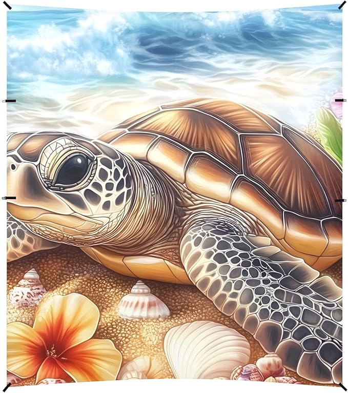 ALAZA Sea Turtle Beach Flower Beach Tent Sun Shelter Portable Canopy Sunshade for Outdoor Camping Picnics Backyard Fun 10x9 ft