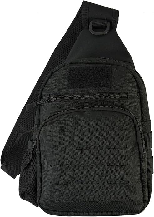 Tactical Crossbody Bag With Water Bottle Holder MOLLE Sling Pack EDC Tool Handbag for Men for Travel Daily Commute