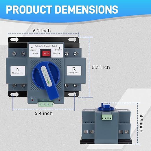 110V 63A 2P Dual Power Automatic Transfer Switch Dual Power Generator Changeover Switch Automatic &amp Manual Conversion Options ATS 50/60HZ AC-33iB