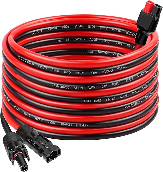 MOOKEERF 10AWG Solar Panel Cable to Anderson Connector - 25FT Solar Extension Cable with Anderson -Style Connector for Portable Power Station Solar Panel Solar Generator