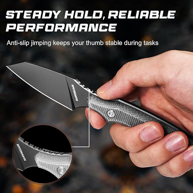 Small Fixed Blade Knife X-YZ Full Tang Outdoor Knife with Micarta Handle &amp Horizontal Carry Sheath Compact EDC Knives for Camping Hiking &amp Gifts for Men